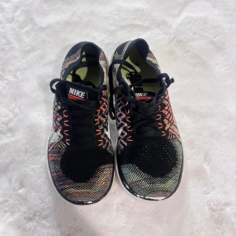 Nike‎ Free 4.0 Flyknit Running Shoes Black Multi Color Women's Sneakers